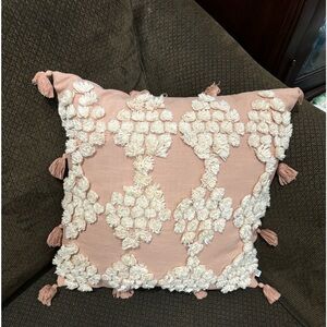 Cotton Fringed Throw Pillow 15x15”
